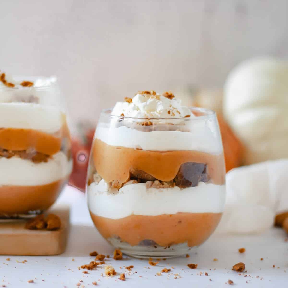pumpkin parfaits with gingersnap crust are a perfect fall dessert.