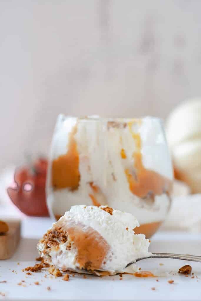 An easy pumpkin parfait with gingersnap crust, using canned pumpkin, is a perfect fall dessert full of warm spices.
